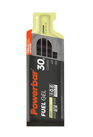 PowerBar Black Line Fuel 30 Gel 50 ml - Citron + Caféine - Sports d'endurance